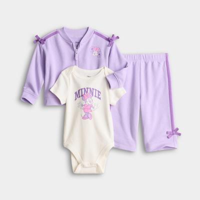 Baby Girl Disneys Minnie Mouse Jumping Beans® 3-pc. Bow Shoulder French Terry Set
