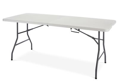 For Living Portable Folding Table with Casters & Handle, 6-ft, White