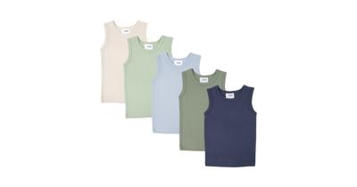 4baby Singlets 5 Pack Blue/Green | Baby Bunting AU