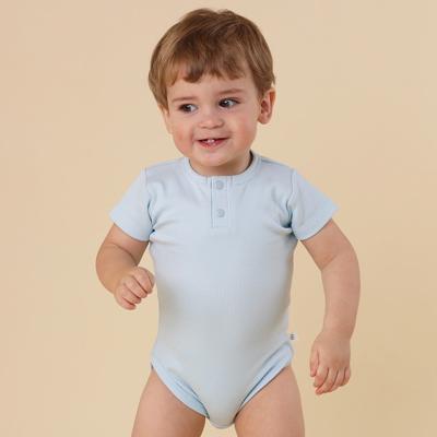 Baby Blue Organic Short Sleeve Bodysuit | Snuggle Hunny