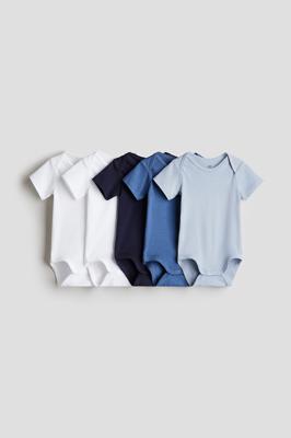 Blue/white 5-pack Cotton Bodysuits for kids | H&M US
