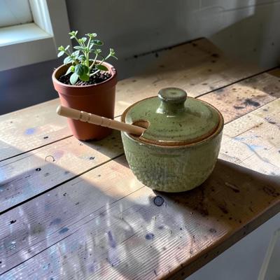 Hand Made Ceramic Honey Jar With Dipper. - Etsy