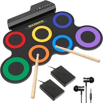 Amazon.com: ROCKSOCKI Electric Drum Set, 7-Pad Kids Electronic Drum Set with Headphone Included, Roll-up Drum Practice Pad, Great Holiday Xmas Birthda