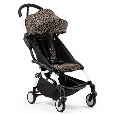 Stokke - Yoyo³ Stroller Bundle, Black And White Frame & Leopard 6  Color Pack