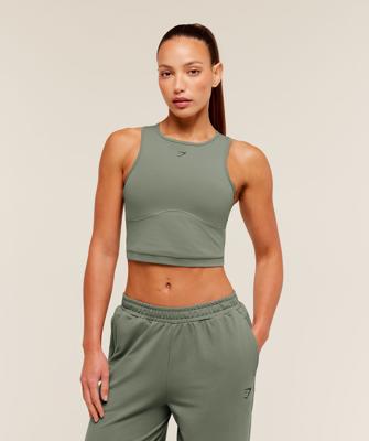 Gymshark Lifting Dipped Crop Tank - Unit Green | Gymshark