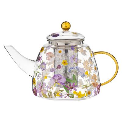 Pressed Flowers Glass Teapot – Ashdene