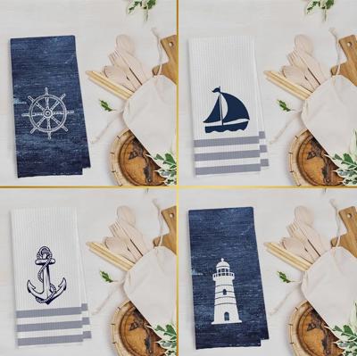 Amazon.com: Geqtt Nautical Hand Towel - 100% Waffle Weave Microfiber, Quick Dry, Absorbent, Coastal Bathroom Decor, Set of 4, Navy Blue, Small, Square