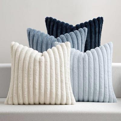 Amazon.com: MIULEE Faux Fur Plush Decorative Throw Pillow Covers 18x18, Navy Blue | Set of 4, Striped, Soft Coastal Modern Cozy Home Decor, Cushion Ca