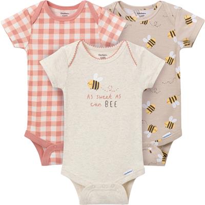 3-Pack Baby Girls Sweet Little Bee Short Sleeve Onesies® Bodysuits – Gerber Childrenswear
