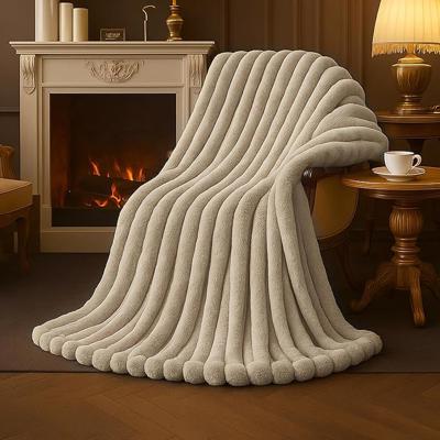 Amazon.com: Amélie Home Soft Striped Faux Fur Throw Blanket for Couch, Beige, 55x70 | Cozy Faux Fur Striped Blanket, Oversize Fluffy Soft Fuzzy, Eleg