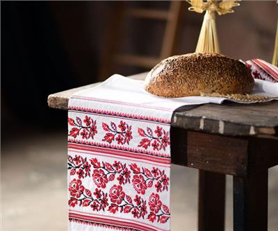 Ukrainian Wedding Rushnyk with Red Embroidery – VyshyvankaUA