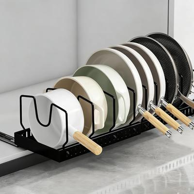Amazon.com: Mnftive pots and pans organizer under cabinet,pot lid organizers inside cabinet holders for kitchen,Horizontal and vertical pulling modes,