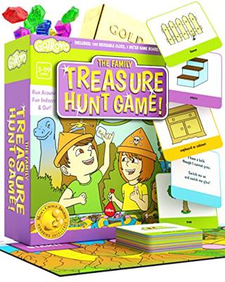 Gotrovo Indoor Scavenger Hunt Game for Kids Ages 4-8 - Complete Treasure Hunt Kit with Giant Board, Clue Cards, and Gold Bar - Active Indoor Board Gam
