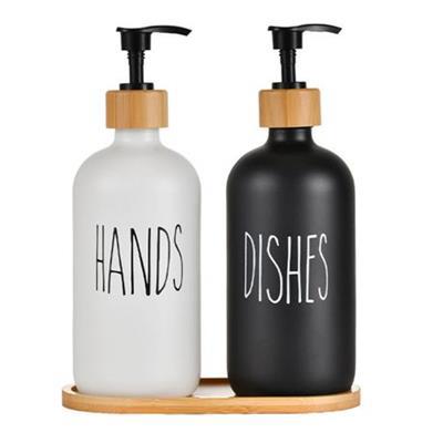 2Pcs Glass Soap Dispenser Set Dish & Hand Soap Dispenser with Bamboo Tray | Shop Today. Get it Tomorrow! | takealot.com
