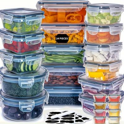 Belfry Kitchen 48-Piece Airtight Food Storage Containers Set With Snap-Lock Lids – 24 Reusable Containers In 7 Sizes – Microwave, Freezer Safe With La