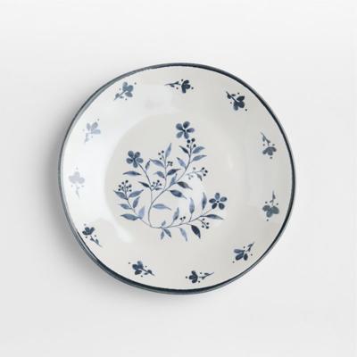 Marin Botanical White and Blue White Stoneware Salad Plate + Reviews | Crate & Barrel