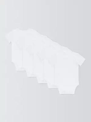John Lewis Baby GOTS Organic Cotton Short Sleeve Bodysuits, Pack of 5, White, 0-3 months