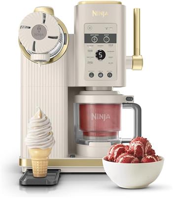 Ninja CREAMi Scoop and Swirl Ice Cream Machine, Stone Gold NC701UKSTGD | 13 Functions: Ice Cream, Soft Serve, Gelato, Sorbet, Milkshakes and More, Mix