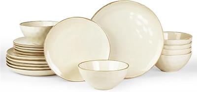 Richmount Ocean Square Plates and Bowls Set, 12-Piece Reactive Glaze Stoneware Dinner Set for 4, Dishwasher & Microwave Safe, Stylish & Durable Dinner