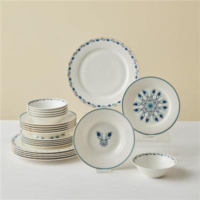 KARACA Forever Bone Iznik 24-Piece Dinner Set – 6 Person Fine Bone China Tableware – Multicolour Patterned Plates & Bowls – Decorative Floral Dining S