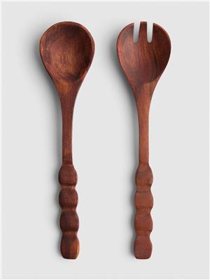 Brown 2pk Wooden Salad Servers | Primark