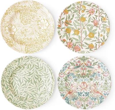 Spode x Morris & Co Set of 4 Side Plates, Floral Design, Made in England, Dishwasher, Oven, Freezer & Microwave Safe, Suitable for Everyday Dining, 23