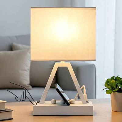 Briever Touch Control Table Lamp, 3-Way Dimmable Desk Lamp with USB C & USB A and AC Outlet, Bedside Lamp with Phone Stands for Bedroom, Living Room,