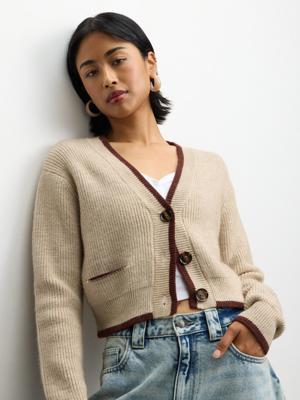 The FIX Womens Mocha & Chocolate Knit Rib Cardigan | Bash