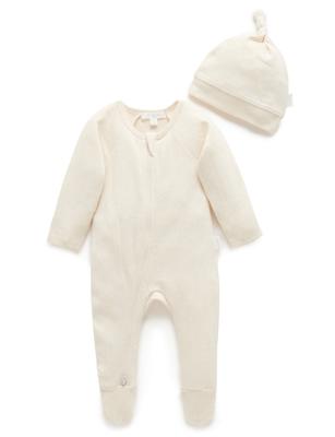 Pointelle Growsuit & Hat Pack
 – Purebaby