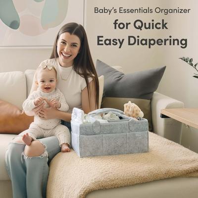 PUTSKA Nursery Storage Basket - Baby Diaper Caddy Organizer for Diaper Station, Newborn Essentials, Baby Shower Gifts and Registry Must-Haves for Boy