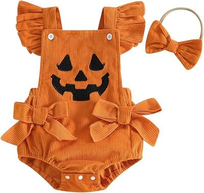 Amazon.com: YINGISFITM My First Halloween Baby Girl Outfit Newborn Pumpkin Bubble Romper Infant Jumpsuit Overalls Cute Pumpkin Clothes (Bow Pumpkin Fa