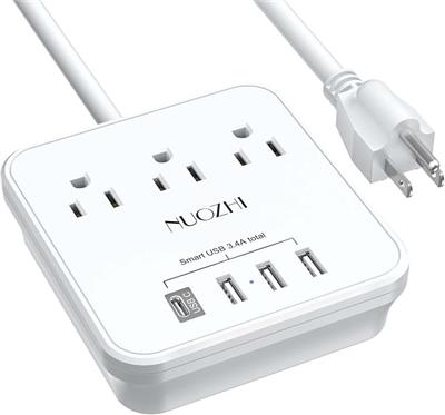 Amazon.com: Cruise Essentials, NUOZHI 6 Ft Power Strip with 3 Outlets and 4 USB Ports(1 USB C), Non Surge Protector for Cruise Ship, Travel, Home Offi