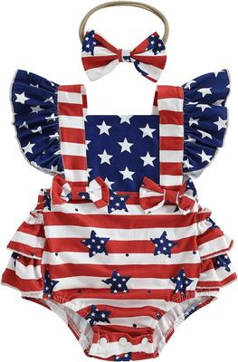 Amazon.com: YINGISFITM My First 4th of Julu Baby Girl Outfit Newborn Onesie Sleeveless Ruffle Stars Stripes Romper Usa Flag Cute Clothes (4th of July,