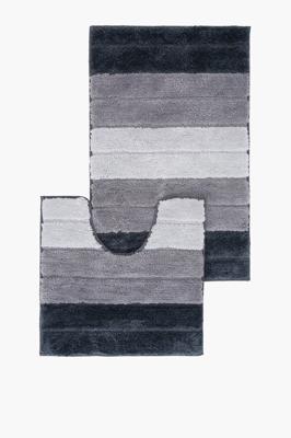 2 Piece Panel Stripe Bath Mat Set