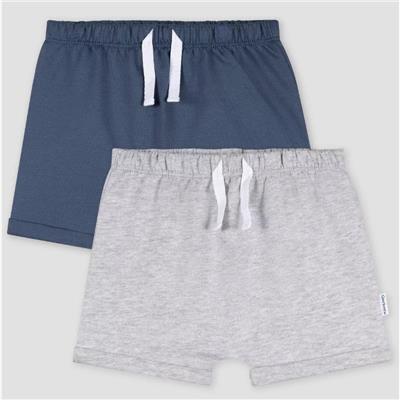 Gerber 2Pk Baby Boy Shorts Grey/Blue, 3/6M