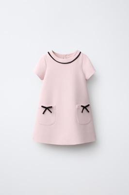 CONTRAST PIPING AND BOW DRESS - Pastel pink | ZARA Canada