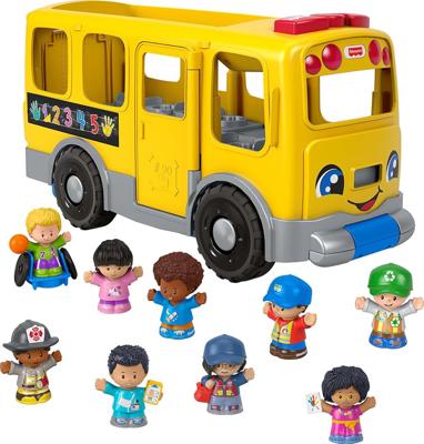 Amazon.com: Fisher-Price Little People Big Yellow School Bus, Multilanguage | English, French, Spanish, Portuguese, Large Vehicle & Community Heroes F