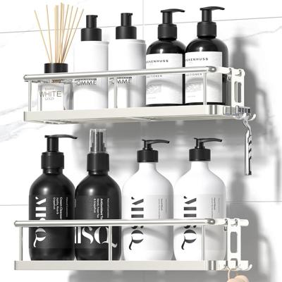 YASONIC Shower Caddy Adhesive, 100% Rustproof Bathroom Shelves, 2 Piece | Larger Capacity Bathroom Shelf, Shower Shelf No Drilling, Wall-Mounted Showe