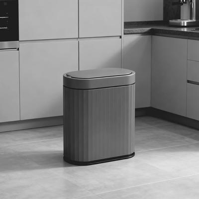 ELPHECO Bathroom Bin with Lid - Waterproof Automatic Trash Can, 2 Gallon Slimline Smart Wastebasket, 9L Narrow Motion Sensor Garbage Bin for Bedroom,