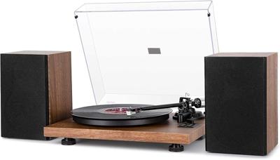 Amazon.com: 1 BY ONE Bluetooth Turntable HiFi System with 36 Watt Bookshelf Speakers, Patend Designed Vinyl Record Player with Magnetic Cartridge, Wir