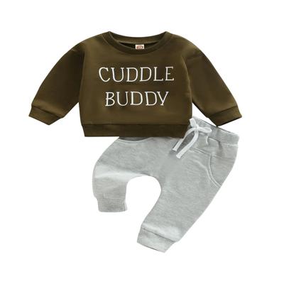 2Pcs Infant Baby Boys Outfit Letter Print Long Sleeve Sweatshirts Tops Elastic Waist Long Pant Beige 2-3 Years - Walmart.ca