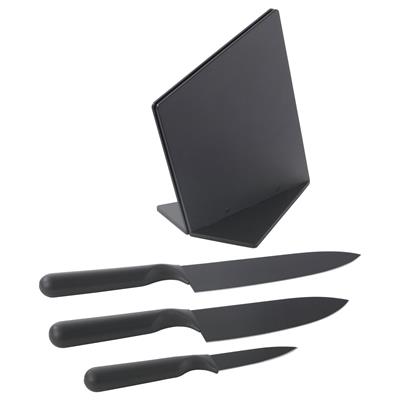 JÄMFÖRA Knife block with 3 knives, black - IKEA