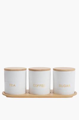Set Of 3 Canisters With Tray
