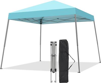 Amazon.com : Oneofics 10x10FT Slant Leg Pop Up Canopy Tent, Portable Outdoor Shelter with Carrying Bag-10x10 Base 8x8 Top (Blue) : Patio, Lawn & Garde