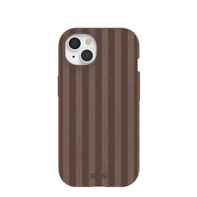 Chocolate Brown Cocoa Stripes iPhone 15 Case – Pela Case