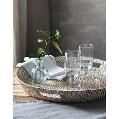 Whitewashed Rattan Oversized Round Tray