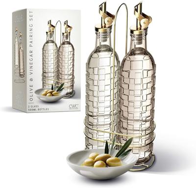 Amazon.com: COOK WITH COLOR Glass Olive Oil Bottle Dispenser - 2 Pack- 17oz Oil and Vinegar Cruet - Olive Oil Carafe Decanter for Kitchen, Checkered,