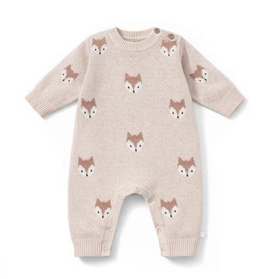 Aster & Oak Fox Knit Romper Crystal Grey