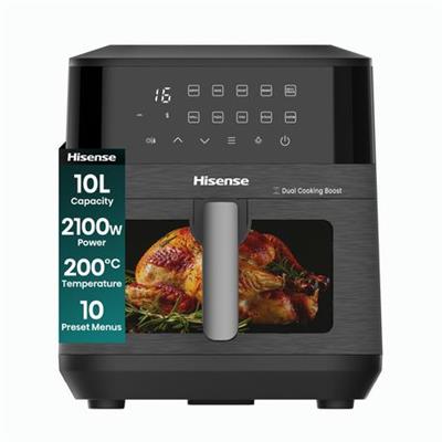 Hisense 10L 2100W Dual Heating Air Fryer with Digital Touchscreen, visual window- Black | Shop Today. Get it Tomorrow! | takealot.com