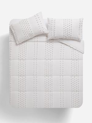 Jet Home Stone/White Pom Pom Comforter Set | Bash